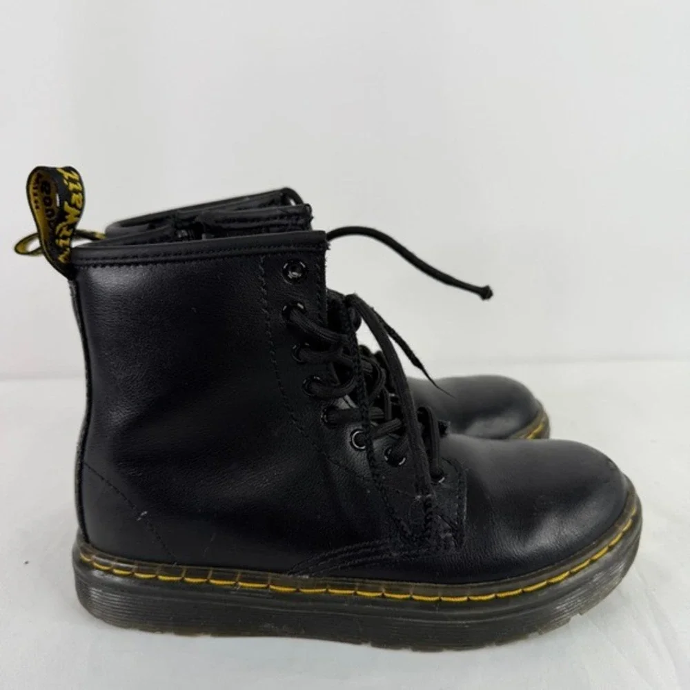 Dr.‎ Martens Zavala J Black T Lamper Leather Lace Up Zip Boots Kids Size 1